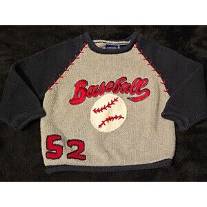 Authentic Kids 12 Months Cotton Knit Pullover Sweater Crew Neck Baseball